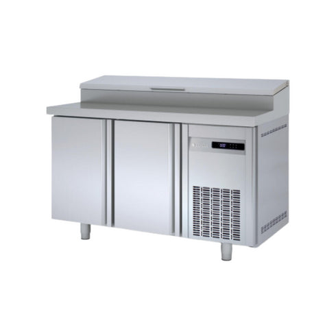Meuble de préparation saladette bac GN 1/4 réfrigérée positive 0/+8°C gamme TOP - 2 portes - 1375x700x850mm
